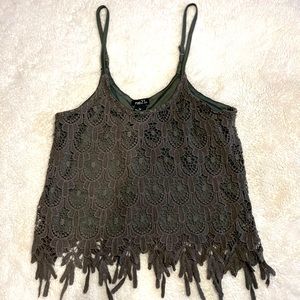 Cute green lace design crop top